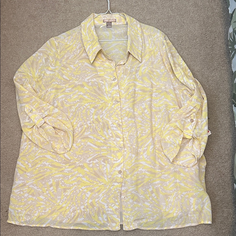 White Stag Yellow and Cream Blouse